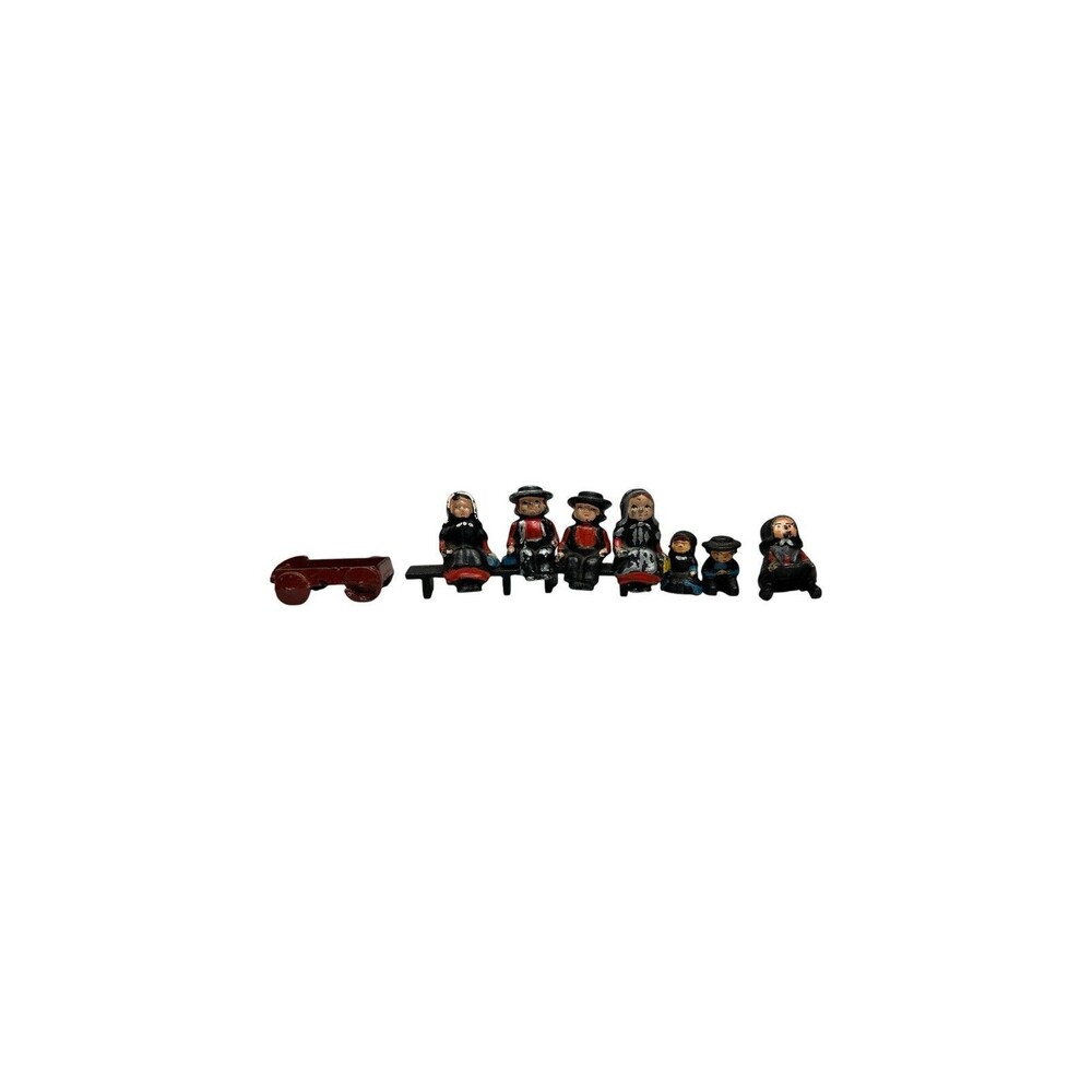 VTG 7 pc CAST IRON AMISH FAMILY" & 1Wagon - Picture 3 of 13